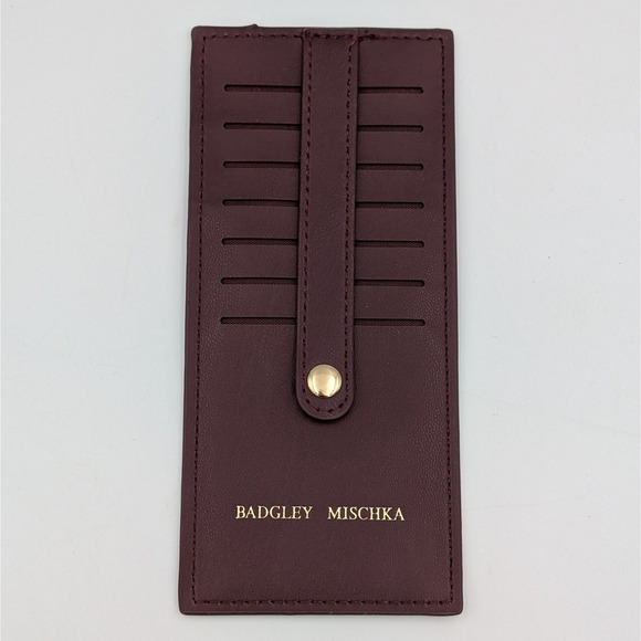 Badgley Mischka Accessories - Badgley Mischka Plum Purple Card Holder Slim Faux Leather Wallet Snap Closure